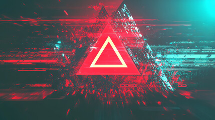 Glitched attention or danger symbol depicting a computer hacked error concept. Vector illustration.