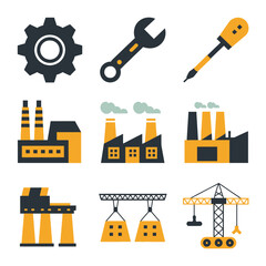 vector icons representing home fix and factory maintenance, gas and electricity maintenance