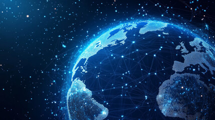 Global network structure and data connection concept, illustrating social network communication within global computer networks. Covers internet technology, business, and science. Vector illustration.