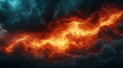 Fototapeta premium Hazardous natural phenomenon of a storm with lightning, the atmosphere charged with energy and danger