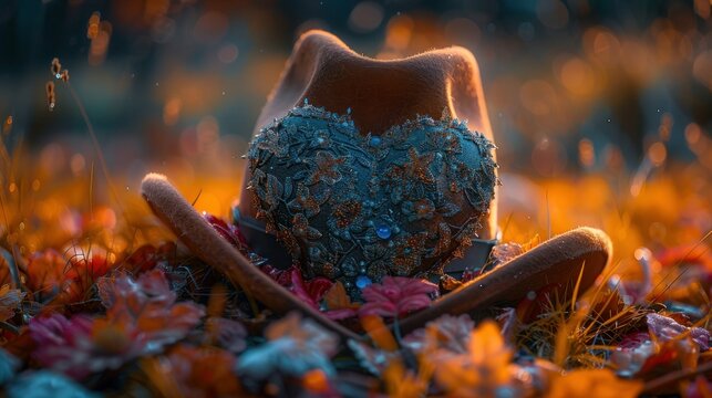 Bavarian Charm: Heart and Hat on a Rustic Background - Powered by Adobe
