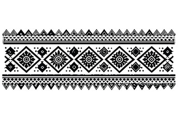 Black hand drawn Border Ethnic for fabric patterns, vector lustration black and white.