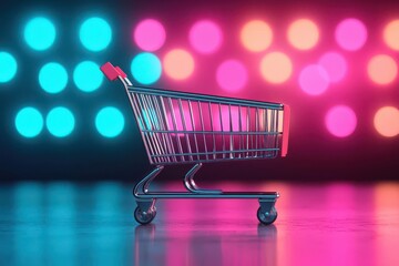 Black Friday digital flyer showing an overflowing online cart with Unbeatable Bargains, vibrant colors, highenergy retail atmosphere