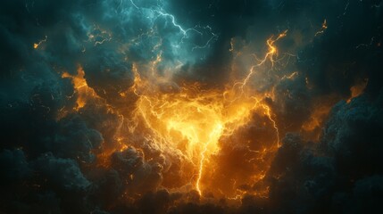 Obraz premium Electrical storm with a bolt of lightning, the atmosphere charged with energy and power