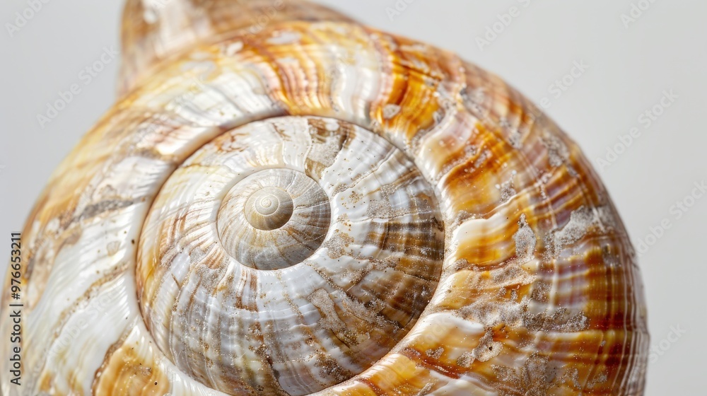 Aufkleber close-up of a seashell with swirling patterns