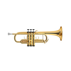 Fototapeta premium Close up of a golden trumpet on a black background, showcasing musical instrument details