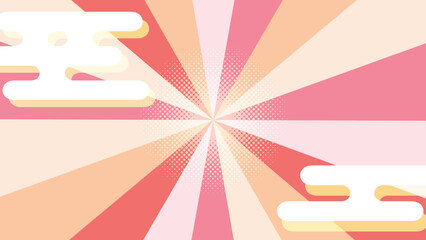 カラフルな和柄の集中線、サンバースト背景