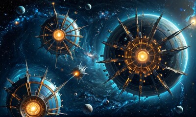 Futuristic Sci-Fi Water Floating City on a Water Planet