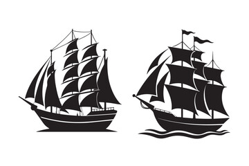 Sailing Ship silhouette vector illustration, Sailing Ship silhouette vector. Sailing Ship silhouette PNG