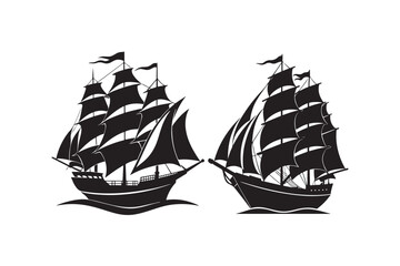 Sailing Ship silhouette vector illustration, Sailing Ship silhouette vector. Sailing Ship silhouette PNG