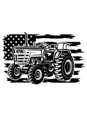 US Tractor | Farm Vehicle | Land Cultivator | Skilled Driver | Farming Equipment | Heavy Equipment | US Flag | Farm life | Original Illustration | Vector and Clipart | Cutfile and Stencil
