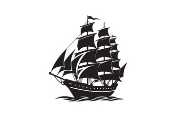 Sailing Ship silhouette vector illustration, Sailing Ship silhouette vector. Sailing Ship silhouette PNG
