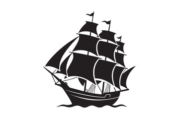 Sailing Ship silhouette vector illustration, Sailing Ship silhouette vector. Sailing Ship silhouette PNG