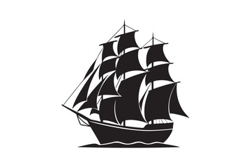 Sailing Ship silhouette vector illustration, Sailing Ship silhouette vector. Sailing Ship silhouette PNG