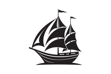 Sailing Ship silhouette vector illustration, Sailing Ship silhouette vector. Sailing Ship silhouette PNG