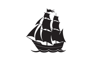 Sailing Ship silhouette vector illustration, Sailing Ship silhouette vector. Sailing Ship silhouette PNG