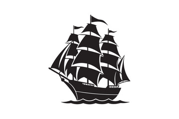 Sailing Ship silhouette vector illustration, Sailing Ship silhouette vector. Sailing Ship silhouette PNG