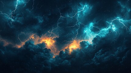 Fototapeta premium Hazardous storm clouds, charged with energy, lightning flashing with force, the atmosphere filled with danger