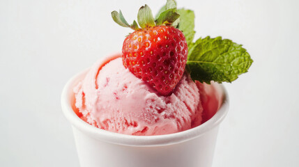 Closeup view of tasty strawberry ice cream.