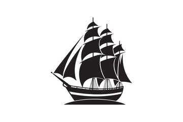 Sailing Ship silhouette vector illustration, Sailing Ship silhouette vector. Sailing Ship silhouette PNG