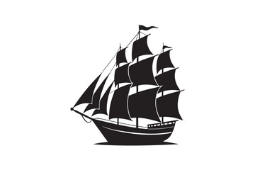 Sailing Ship silhouette vector illustration, Sailing Ship silhouette vector. Sailing Ship silhouette PNG