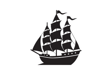 Sailing Ship silhouette vector illustration, Sailing Ship silhouette vector. Sailing Ship silhouette PNG