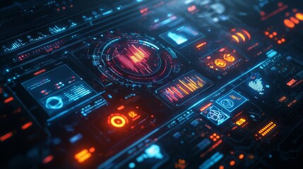 Obraz premium Humidity data overlay on weather app, futuristic interface, cyberpunk vibes, cool tones