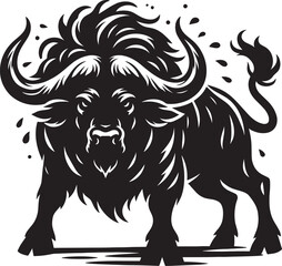 Obraz premium Wild Buffalo Silhouette vector illustration isolated on a white background