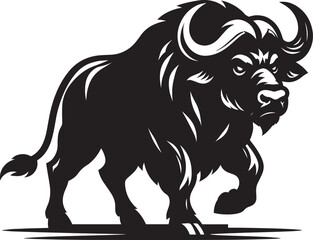 Wild Buffalo Silhouette vector illustration isolated on a white background