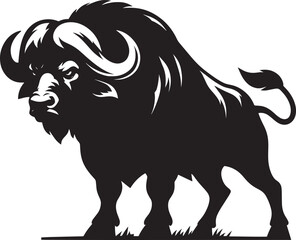 Wild Buffalo Silhouette vector illustration isolated on a white background