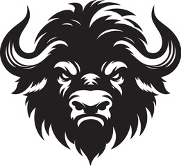 Wild Running Buffalo Silhouette vector illustration isolated on a white background