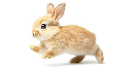 Fototapeta premium A Fluffy Bunny Hopping in Mid-Air