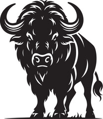 Wild Running Buffalo Silhouette vector illustration isolated on a white background