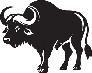 Wild Running Buffalo Silhouette vector illustration isolated on a white background