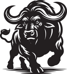 Wild Running Buffalo Silhouette vector illustration isolated on a white background