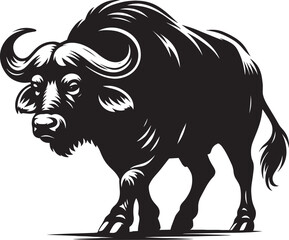 Wild Running Buffalo Silhouette vector illustration isolated on a white background