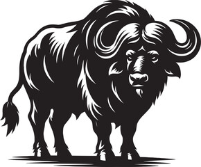 Wild Running Buffalo Silhouette vector illustration isolated on a white background