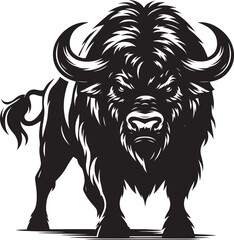 Fototapeta premium Wild Running Buffalo Silhouette vector illustration isolated on a white background