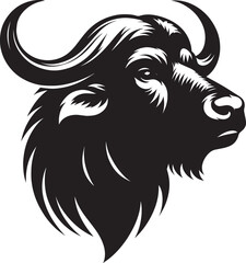 Wild Running Buffalo Silhouette vector illustration isolated on a white background