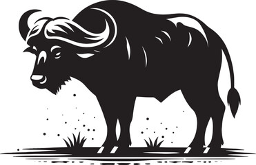 Wild Running Buffalo Silhouette vector illustration isolated on a white background