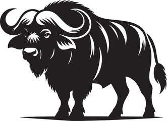 Wild Running Buffalo Silhouette vector illustration isolated on a white background