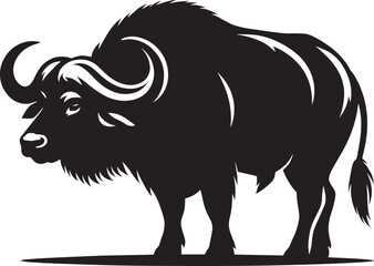 Wild Running Buffalo Silhouette vector illustration isolated on a white background