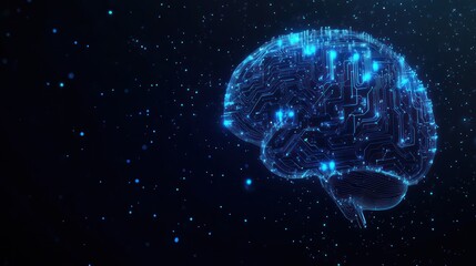 Digital Brain with Glowing Circuits