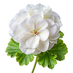 White Geranium Flower Isolated on Transparent Background