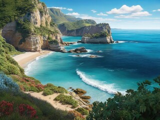 Obraz premium The natural beauty of the beach and cliffs