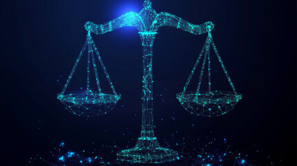 Low poly wireframe poster template featuring the Libra sign.