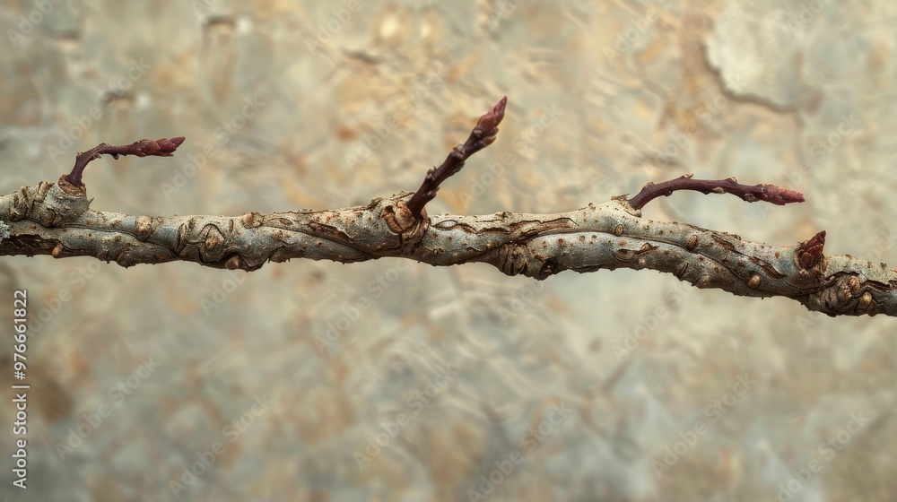 Poster close-up of a twisted branch with buds