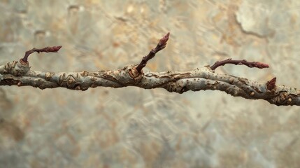 Close-Up of a Twisted Branch with Buds