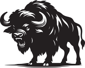 Obraz premium Wild Running Buffalo Silhouette vector illustration isolated on a white background