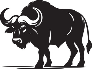 Wild Running Buffalo Silhouette vector illustration isolated on a white background